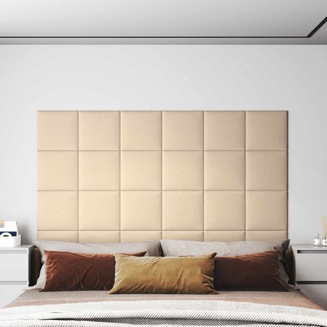 vidaXL Testiera da Parete 12 pz 30 x 30 cm Crema Tessuto