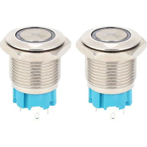 Interrupteur à bouton métallique autobloquant 12-24 V CC, diamètre 16 mm, avec voyant lumineux (1/5)