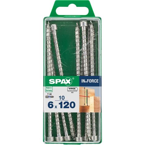 SPAX Lot De 10 Vis Acier Tête Cylindrique Spax, Diam.6 Mm X L.120 Mm (1/3)