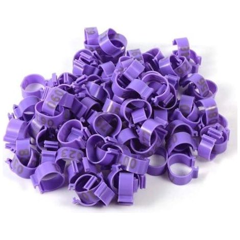HOXILEELEO - 100 pz/sacchetto di 8 mm anelli numerati song 001-100 plastica gambe di pollo, anatra e oca (viola) (1/5)