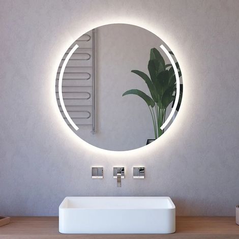Specchio LED 90 cm con doppia sabbiatura ad arco e illuminazione perimetrale (1/5)