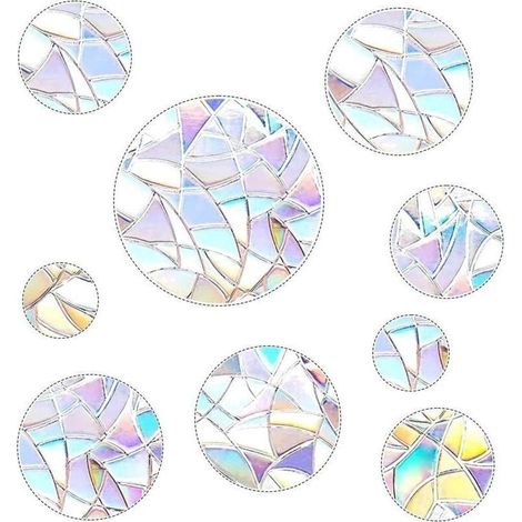 Lot de 52 autocollants pour fenêtre Prism - Anti-collision - Protection contre les oiseaux - Arc-en-ciel - En forme de cercle - Attrape-soleil - Décoration pour arrêter les oiseaux - Fenêtre de porte (1/4)