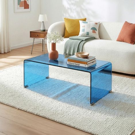 Couchtisch Väsas 90x45x35 cm gehärtetes Glas Blau [en.casa] (1/5)
