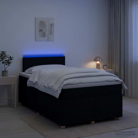 vidaXL Lit boxspring avec matelas Noir 120 x 200 cm Tissu (1/5)