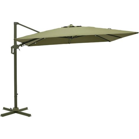 Parasol carré déporté en aluminium 3x3m	 - Vert olive - Veya