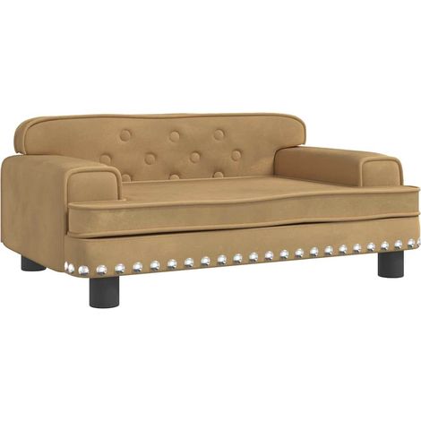 Lit pour chien panier canapé confortable 70 x 45 x 30 cm velours marron
