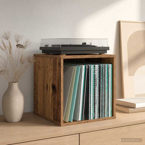 vidaXL Boîte d'albums vinyles 2 pc Bois ancien 37 x 36,5 x 38 cm (1/5)