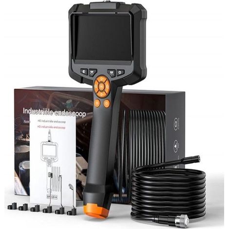 Caméra endoscopique à Double Objectif, 1080P HD Caméra d'inspection avec Écran IPS 4,3 Pouces, Camera Canalisation avec 8 lumières LED, Endoscope Camera, IP67 étanche, Câble Semi-Rigide de 5M (1/5)