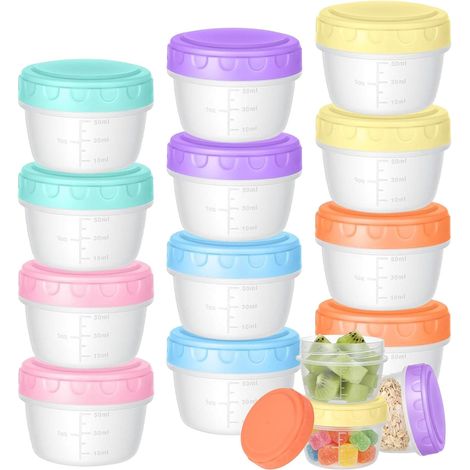 Set mit 12 kleinen 77-ml-Gefrierbehältern mit Deckel, BPA-frei, mit Messskala, kleine Gefrierbehälter für Soßen, Snacks (1/5)