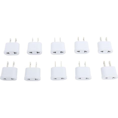 10 adaptateurs de voyage portables en cuivre pur avec prise à 2 broches pour téléphone portable, ordinateur portable et sèche-cheveux