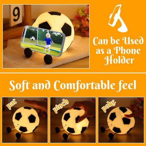 Veilleuse Football - Silicone Souple - 3 Niveaux De Luminosité - Minuterie 30 Min - Rechargeable Par USB - 1200 Mah - Pour Chambre D Enfant (1/5)