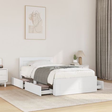 Bed Frame with Headboard without Mattress White 100x200 cm vidaXL