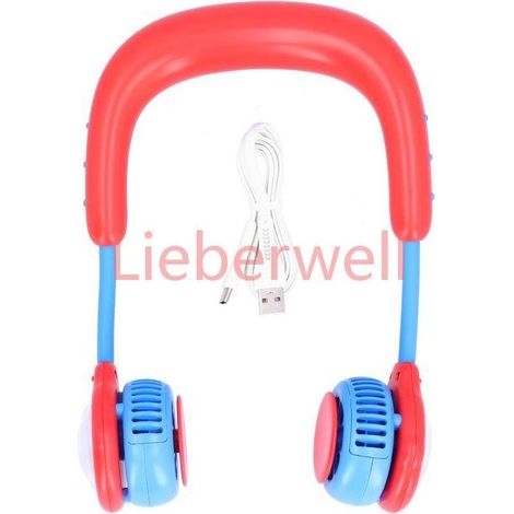 LIEBERWELL Kids Hanging Neck Fan, USB Rechargeable Mini Fan for Home and Outdoor Sports, Red (1/5)