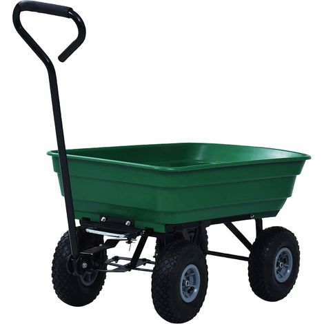 vidaXL Carrito de mano basculante para jardín 300 kg 75 L verde (1/2)