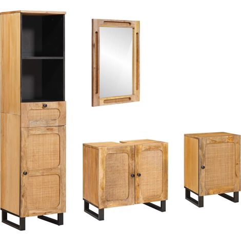 Badezimmer Sets mit Schubladen mit Regal Natur Massivholz Mango