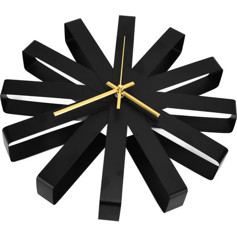Horloge Murale Moderne Design Créatif Acier Inoxydable Mouvement Silencieux Décor Salon Noir (1/5)