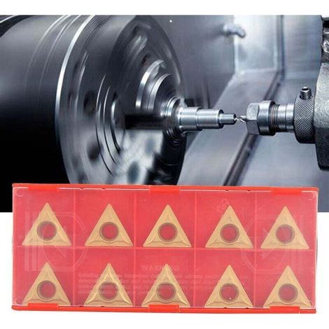 Lot de 10 lames triangulaires en carbure de tungstène pour tournage CNC, adaptées à l'usinage semi-fini et brut (1/4)