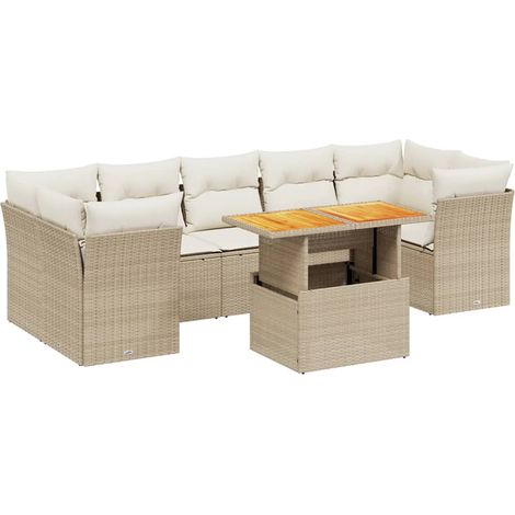 Maison Exclusive - 8-tlg. Garten-Sofagarnitur mit Kissen Beige Po