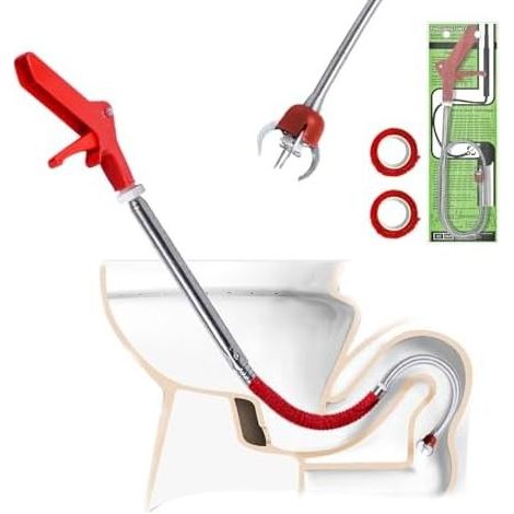1,3 m lange Abflussspirale für Toiletten, handbetrieben, mit Adlerklaue – kratzfest – zur Abflussreinigung. Ideal für Klempner, um Ablagerungen und Haare aus Abflüssen zu entfernen. (1/5)