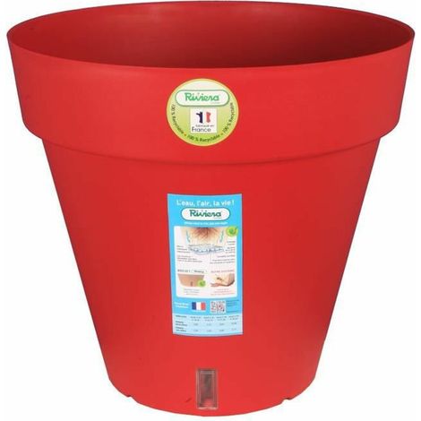 RIVIERA Pot de fleurs Loft avec reserve deau - Rond - O 50 x H 46 cm - Rouge (1/2)