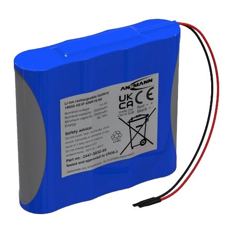 Ansmann 4S1P Akkupack 4x 18650 Kabel Li-Ion 14.4 V 2550 mAh (1/3)