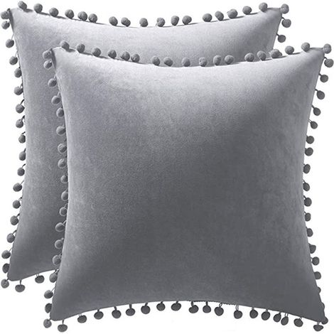 Housse De Coussin Velours - 45 X 45 Cm - Fermeture Éclair Cachée - Lot De 2 - Pour Canapé Chambre Bureau Terrasse (1/5)