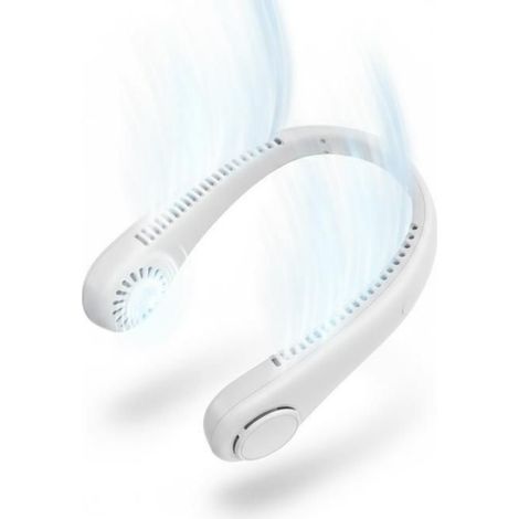 Ventilateur De Cou - Sans Pale - 1800 Mah - 3 Vitesses - USB Rechargeable - Blanc (1/4)
