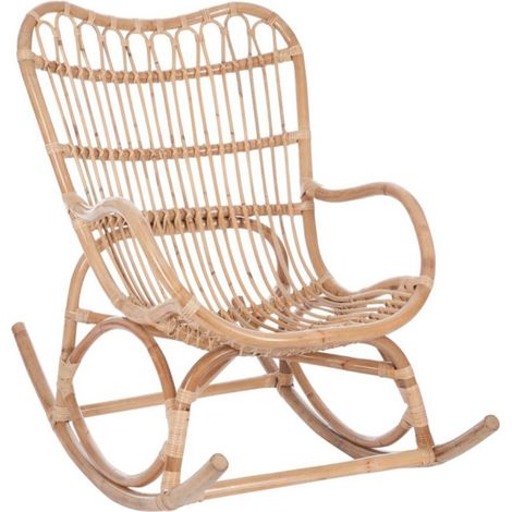 Fauteuil à Bascule en Rotin "Washington" 112cm Naturel (1/5)