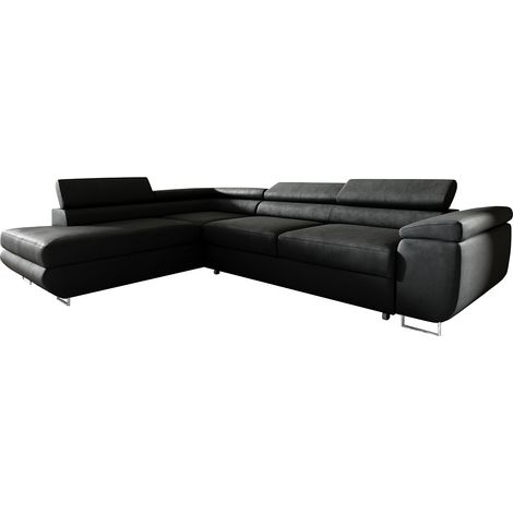 Ecksofa, links umwandelbar, 4-Sitzer Lyam Schwarz