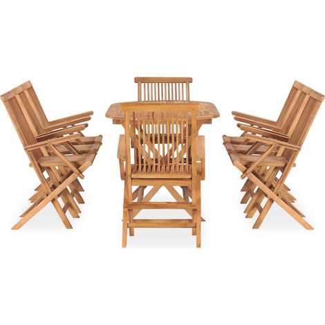 Maison Exclusive - 9-tlg. Garten-Essgruppe Klappbar Massivholz Te