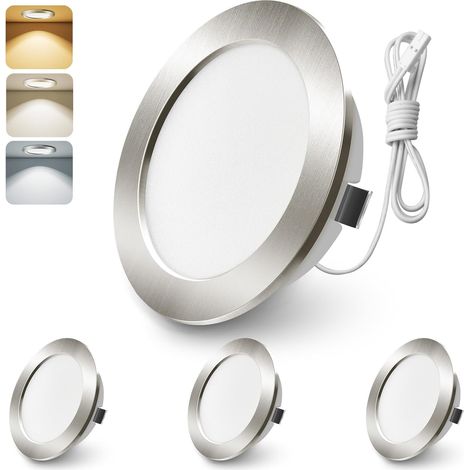 Lot de 6 Spot Led 12V(Not Dimmable),3000K 4000K 6000K Spot Led Encastrable 12V,4W Ø55-58mm Découper IP44 Pour Sous Armoire,Cuisine,Camping-car,Caravane,toit,Nickel