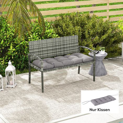 Bankauflage 105 x 46 x 12,5 cm Bankkissen mit Bändern, Outdoor Sitzkissen für Gartenmöbel, Sitzbank, Grau