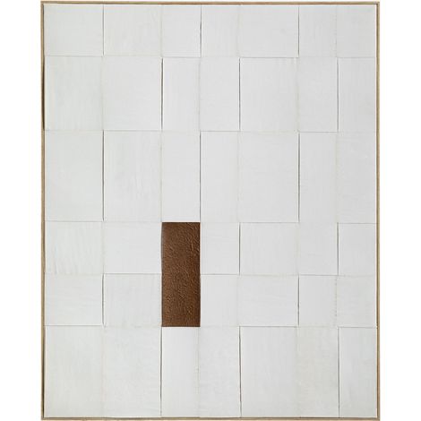 SKLUM Handgemaltes dekoratives Reliefgemälde (80x100 cm) Siralo Grau-weiß