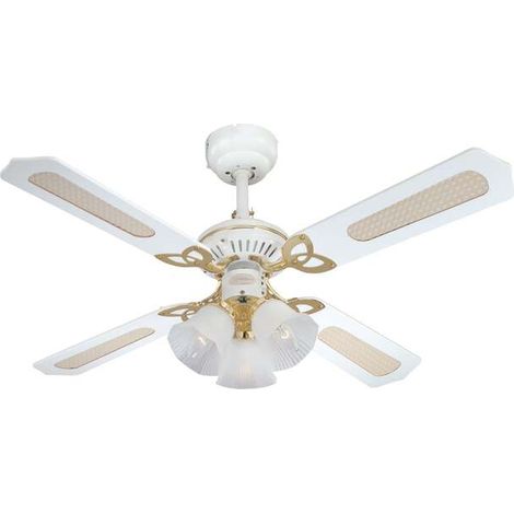 [NEUWERTIG] B-Ware Westinghouse Deckenventilator Princess Trio Rattan Ø105cm weiß leise E14 Licht (1/2)