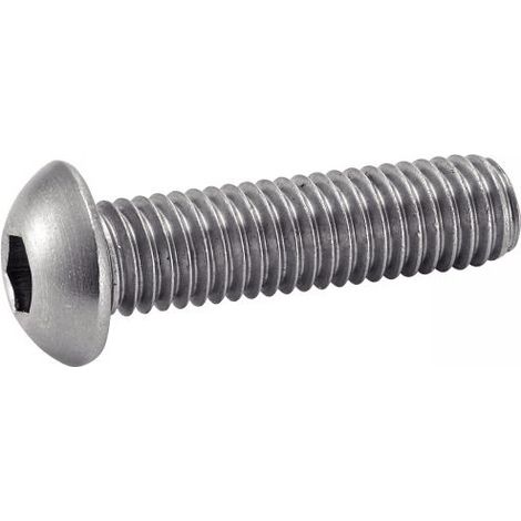 Vis à métaux tête bombée, hexagonale creuse inox - Longueur: 40 - Qualite Inox: A2 - Diamètre: 4 (1/4)