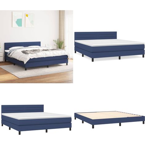 Boxspringbett mit Matratze Blau 160x200 cm Stoff - Boxspringbett - Doppelbett - Schlafsystem - Bettenrahmen - Matratze - Home & Living (1/5)