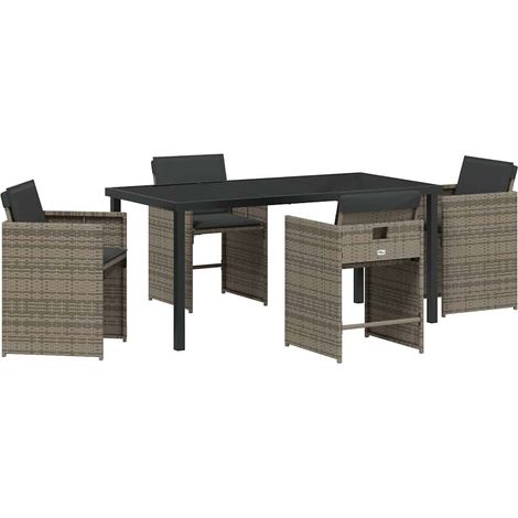 Maison Exclusive - Ensemble de salle à manger pour jardin 5 pcs Gris polyrotin (1/5)