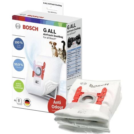 Sacs aspirateur (4pcs) d’origine Bosch Type G ALL AirFresh BBZAFGALL (1/4)