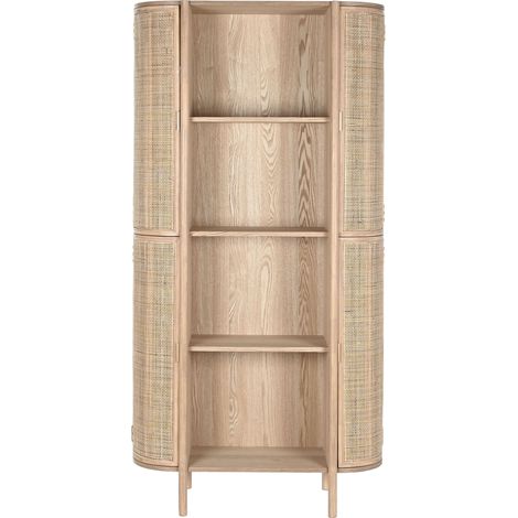 Etagère, meuble étagère en bois de rotin coloris naturel - longueur 88 x profondeur 36 x Hauteur 180 cm (1/5)