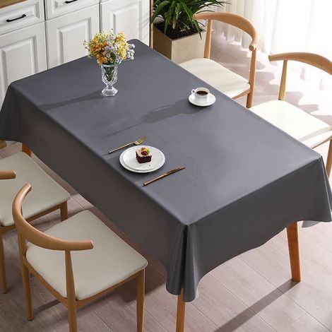 Nappe rectangulaire antitache, lavable et imperméable, idéale pour les restaurants, les jardins, les fêtes ou un usage domestique. Nappe antitache grise, 140 x 200 cm. (1/5)