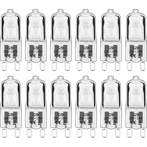 12 lampadine alogene G9, lampadine G9 230V 28W 480lm, 2800K bianco caldo, lampadine a capsula dimmerabili, senza sfarfallio [Classe energetica G] (1/5)