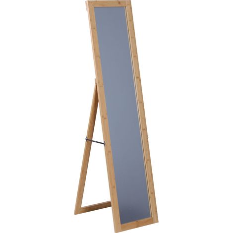 Ganzkörperspiegel mit Bambusrahmen - Wand- und Bodenmontage