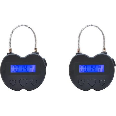 2x Cadenas à minuterie intelligent avec écran LCD – Cadenas électronique rechargeable par USB pour les voyages ou le rangement (1/5)