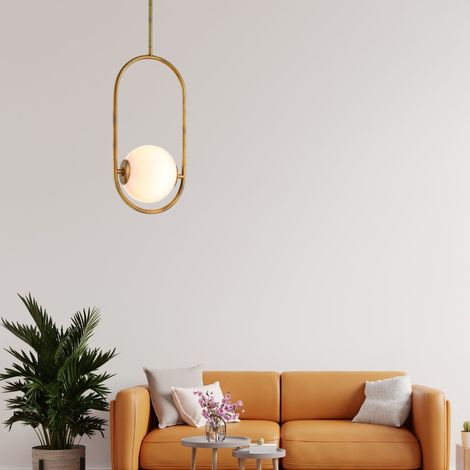 Everley 1 Lumière Suspension Vintage Laiton, Verre (1/2)