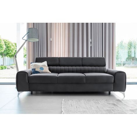 Sofa 3-Sitzer mit Schlaffunktion Schlafsofa ELENI Stoff Monolith Graphit (1/5)
