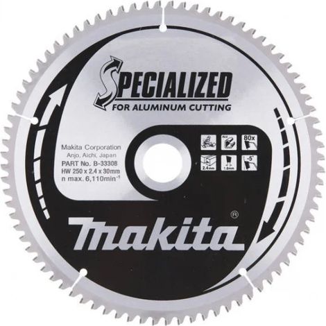 Makita B-33314 Specialized Lama TCT per troncatrici 250x30 mm per alluminio (1/2)