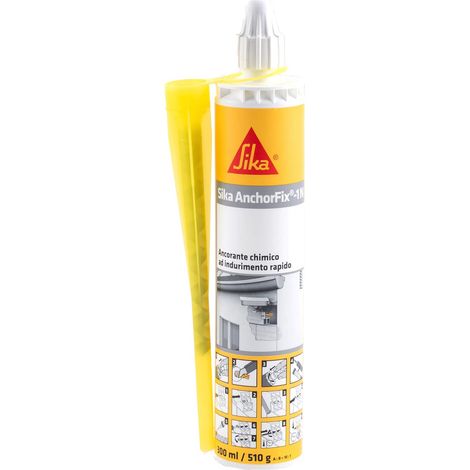 Sika - Sika AnchorFix-1N - Adesivo ancorante a indurimento rapido per tende, luci, cancelli, ringhiere, boiler, telecamere, insegne - 300 ml (1/4)
