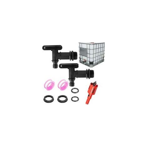 Robinet pour bidons d'eau, 2 pièces avec tuyau extérieur et jeu de connexion 3/4 po pour fûts de pluie et réservoir d'eau (1/5)
