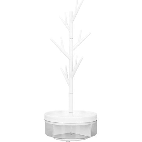 Jewelry stand, detachable 360° rotating tree stand for hanging jewelry and keys (White) (1/5)
