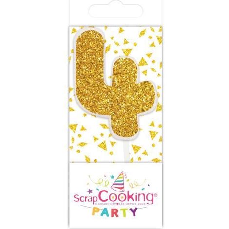 Bougie - SCRAP COOKING PARTY - Mini bougie 4" dorée - Décoration anniversaire - Intérieur - Mixte